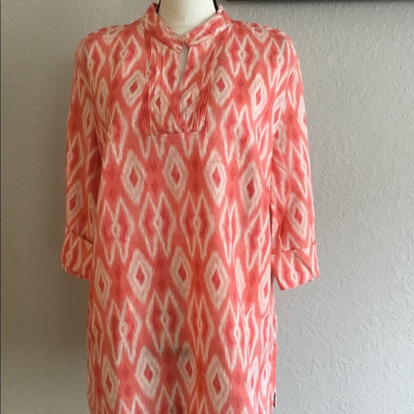 JM collection size 16 Peach & white linen blouse - Picture 3 of 8